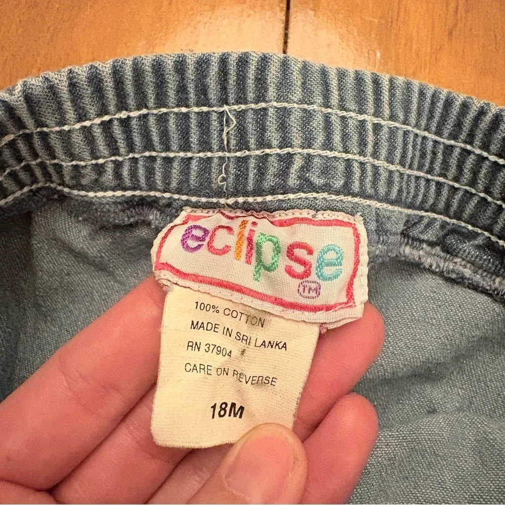 Vintage Eclipse Kids Baby Girl Light Wash Denim Skirt Skort Bubble Size 18M